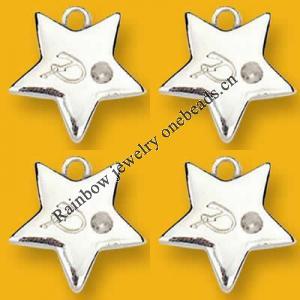 Pendant Lead-Free Zinc Alloy Jewelry Findings Star Platina plated 19x19mm Sold by Bag