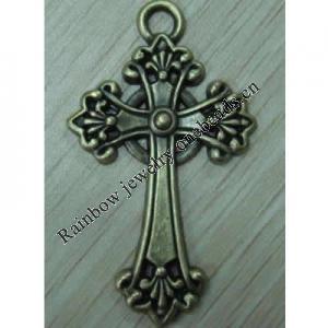 Pendant Lead-Free Zinc Alloy Jewelry Findings Cross Platina plated 56x37mm Sold by Bag
