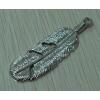 Pendant Lead-Free Zinc Alloy Jewelry Findings Feathers Platina plated 54x13mm Sold by Bag
