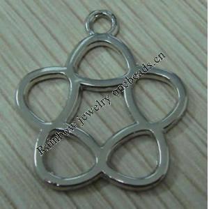 Pendant Lead-Free Zinc Alloy Jewelry Findings Flower Platina plated 25x25mm Sold by Bag