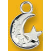 Pendant Lead-Free Zinc Alloy Jewelry Findings Moon With Star Platina plated 30x30mm Sold by Bag