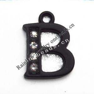 Zinc Alloy Pendant with Crystal Letters 13x18mm Sold by Bag
