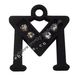 Zinc Alloy Pendant with Crystal Letters 16x18mm Sold by Bag