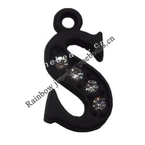 Zinc Alloy Pendant with Crystal Letters 10x18mm Sold by Bag