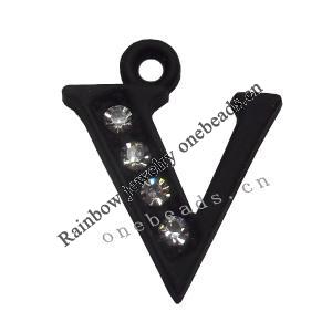 Zinc Alloy Pendant with Crystal Letters 15x18mm Sold by Bag