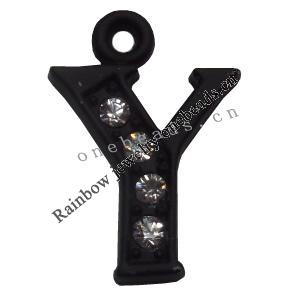 Zinc Alloy Pendant with Crystal Letters 13x18mm Sold by Bag