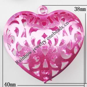Iron Jewelry finding Pendant Lead-free, Heart 38x40mm, Sold by Bag