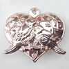Iron Jewelry finding Pendant Lead-free, Heart with Bird 39x43mm, Sold by Bag
