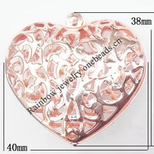 Iron Jewelry finding Pendant Lead-free, Heart 38x40mm, Sold by Bag