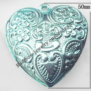 Iron Jewelry finding Pendant Lead-free, Heart 50mm, Sold by Bag