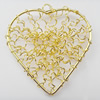 Iron Thread Component Handmade Lead-free, Heart 45x47mm, Sold by Bag
