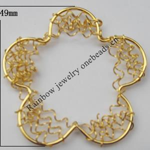 Iron Thread Component Handmade Lead-free, Flat Flower 49mm, Sold by Bag