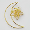 Iron Thread Component Handmade Lead-free, Moon with Star 34x47mm, Sold by Bag