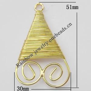 Iron Thread Component Handmade Lead-free, Pendant 30x51mm, Sold by Bag