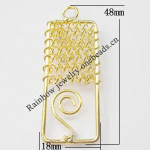 Iron Thread Component Handmade Lead-free, Pendant 48x18mm, Sold by Bag
