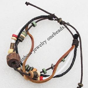 7.1 Inch Cowhide (Cowskin) with Jewelry Beads Bracelet Sold by Group