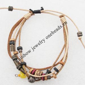 7.1 Inch Cowhide (Cowskin) with Jewelry Beads Bracelet Sold by Group