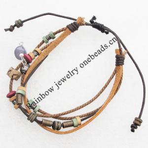 7.1 Inch Cowhide (Cowskin) with Jewelry Beads Bracelet Sold by Group