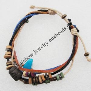 7.1 Inch Cowhide (Cowskin) with Jewelry Beads Bracelet Sold by Group