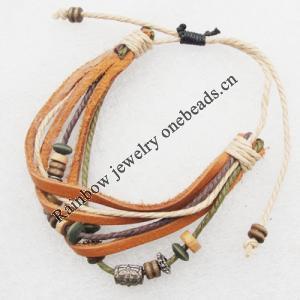 7.1 Inch Cowhide (Cowskin) with Jewelry Beads Bracelet Sold by Group