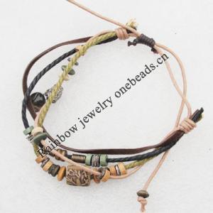 7.1 Inch Cowhide (Cowskin) with Jewelry Beads Bracelet Sold by Group