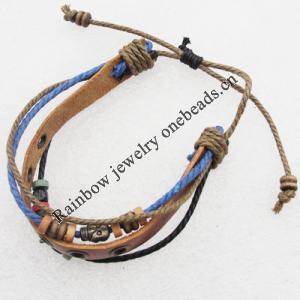 7.1 Inch Cowhide (Cowskin) with Jewelry Beads Bracelet Sold by Group