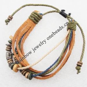 7.1 Inch Cowhide (Cowskin) with Jewelry Beads Bracelet Sold by Group