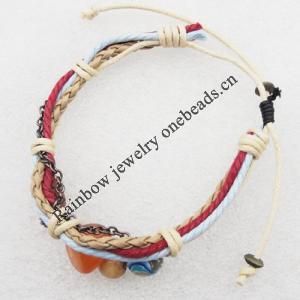 7.1 Inch Cowhide (Cowskin) with Jewelry Beads Bracelet Sold by Group