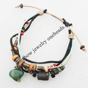 7.1 Inch Cowhide (Cowskin) with Jewelry Beads Bracelet Sold by Group