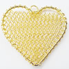 Iron Thread Component Handmade Lead-free, Heart 48x45mm, Sold by Bag