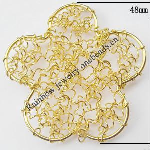Iron Thread Component Handmade Lead-free, Flat Flower 48mm, Sold by Bag