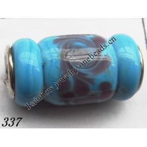 Lampwork Glass Plating Nickel-Color Core Beads Tube 21x11mm Hole=4.5mm Sold by Bag