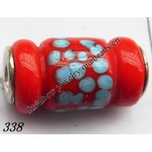 Lampwork Glass Plating Nickel-Color Core Beads Tube 21x11mm Hole=4.5mm Sold by Bag