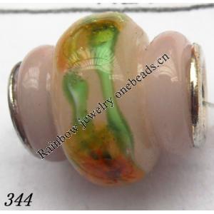 Lampwork Glass Plating Nickel-Color Core Beads Tube 17x15mm Hole=4.5mm Sold by Bag