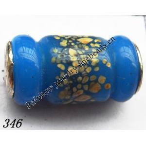 Lampwork Glass Plating Nickel-Color Core Beads Tube 21x11mm Hole=4.5mm Sold by Bag