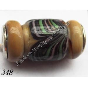 Lampwork Glass Plating Nickel-Color Core Beads Tube 21x11mm Hole=4.5mm Sold by Bag