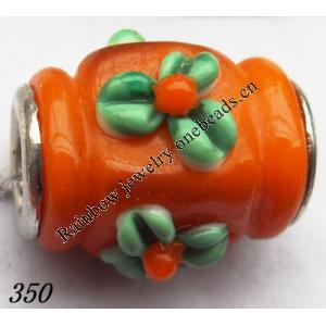 Lampwork Glass Plating Nickel-Color Core Beads Faceted Tube 18x16mm Hole=4.5mm Sold by Bag