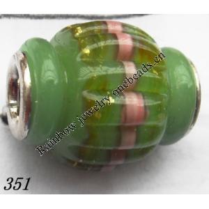 Lampwork Glass Plating Nickel-Color Core Beads Helix 18x15mm Hole=4.5mm Sold by Bag