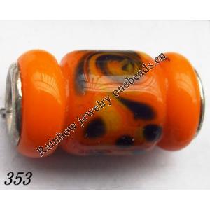 Lampwork Glass Plating Nickel-Color Core Beads Tube 21x11mm Hole=4.5mm Sold by Bag