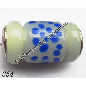 Lampwork Glass Plating Nickel-Color Core Beads Tube 21x11mm Hole=4.5mm Sold by Bag