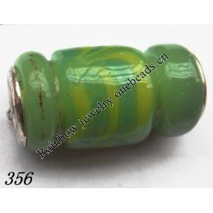 Lampwork Glass Plating Nickel-Color Core Beads Tube 21x11mm Hole=4.5mm Sold by Bag