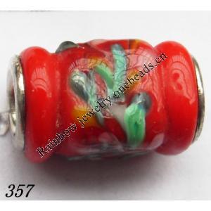 Lampwork Glass Plating Nickel-Color Core Beads Faceted Tube 17x10mm Hole=4.5mm Sold by Bag