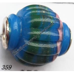 Lampwork Glass Plating Nickel-Color Core Beads Helix 18x15mm Hole=4.5mm Sold by Bag