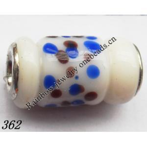 Lampwork Glass Plating Nickel-Color Core Beads Tube 21x11mm Hole=4.5mm Sold by Bag