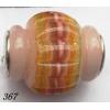 Lampwork Glass Plating Nickel-Color Core Beads Helix 18x15mm Hole=4.5mm Sold by Bag