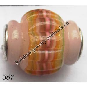 Lampwork Glass Plating Nickel-Color Core Beads Helix 18x15mm Hole=4.5mm Sold by Bag