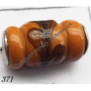 Lampwork Glass Plating Nickel-Color Core Beads Tube 21x11mm Hole=4.5mm Sold by Bag