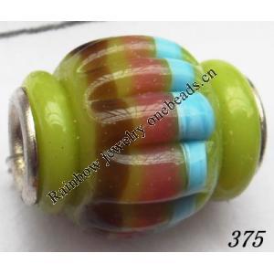 Lampwork Glass Plating Nickel-Color Core Beads Helix 18x15mm Hole=4.5mm Sold by Bag