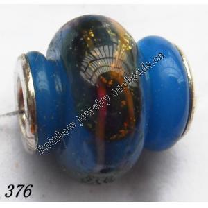 Lampwork Glass Plating Nickel-Color Core Beads Tube 17x15mm Hole=4.5mm Sold by Bag