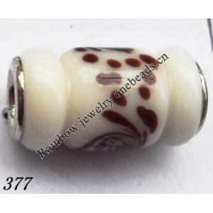 Lampwork Glass Plating Nickel-Color Core Beads Tube 21x11mm Hole=4.5mm Sold by Bag